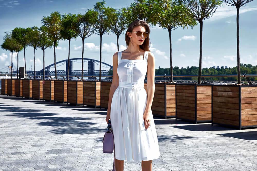 woman in white summer dress