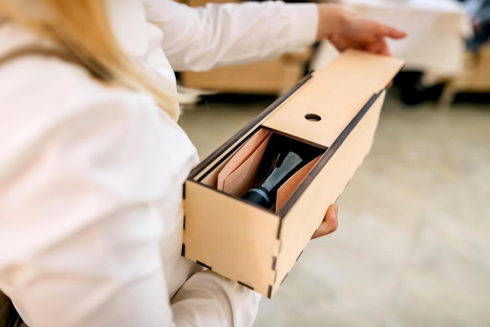 Woman with wine subscription