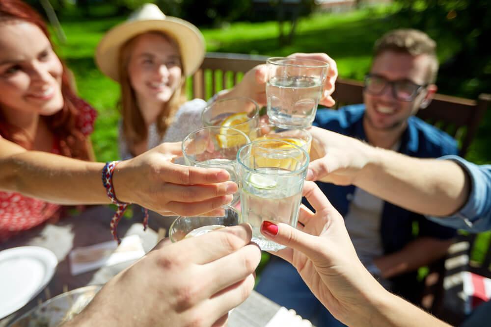 Friends drinking water