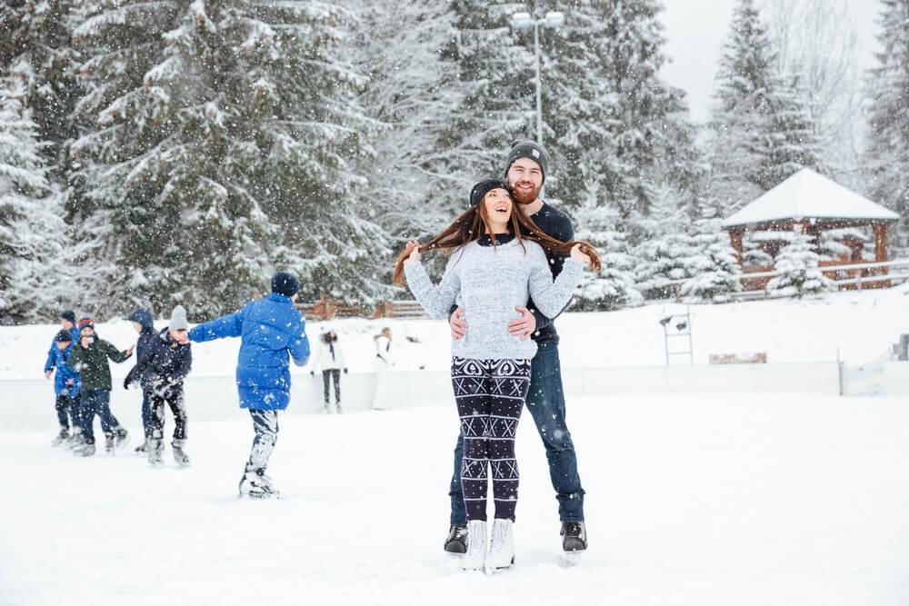 Couple ice skating