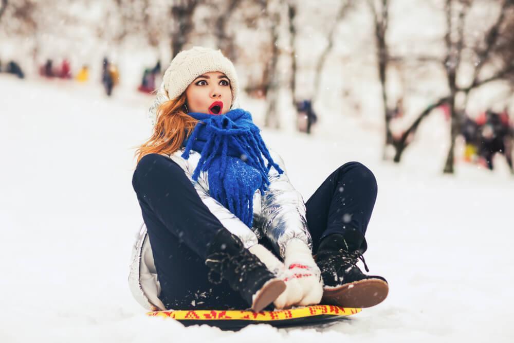 Woman sledding