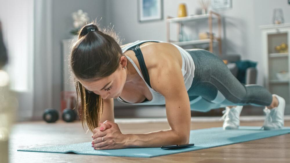 Woman exercising at home