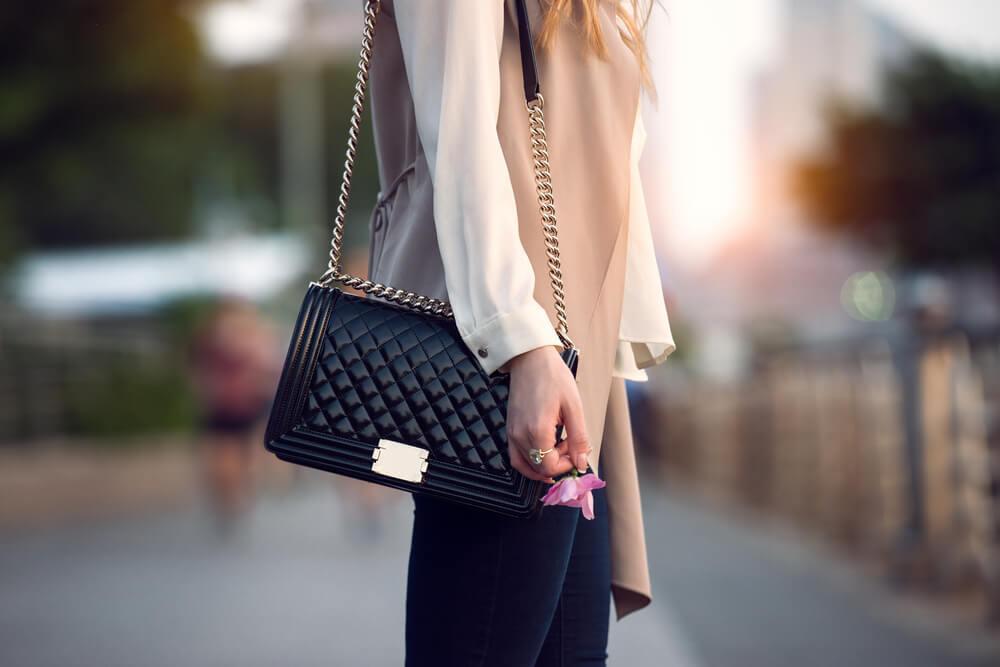 Woman on street with handbag