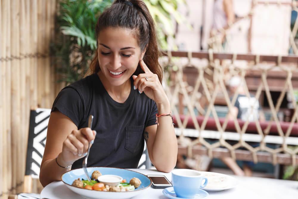 Woman eating healthy food